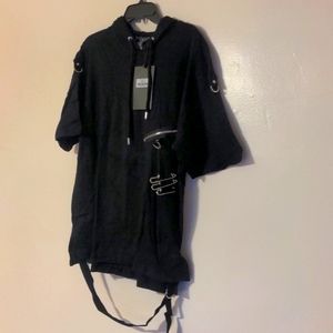 Killstar black deadline short sleeve hoodie shirt size medium nwt